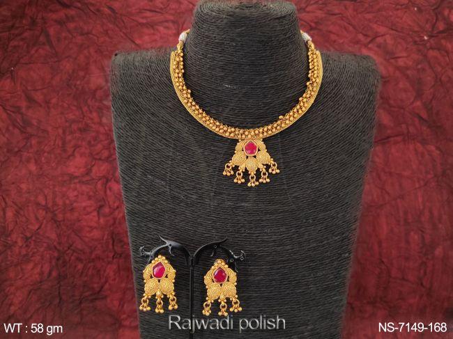 Designer Antique Choker Style Rajwadi Polish party wear Necklace Set
